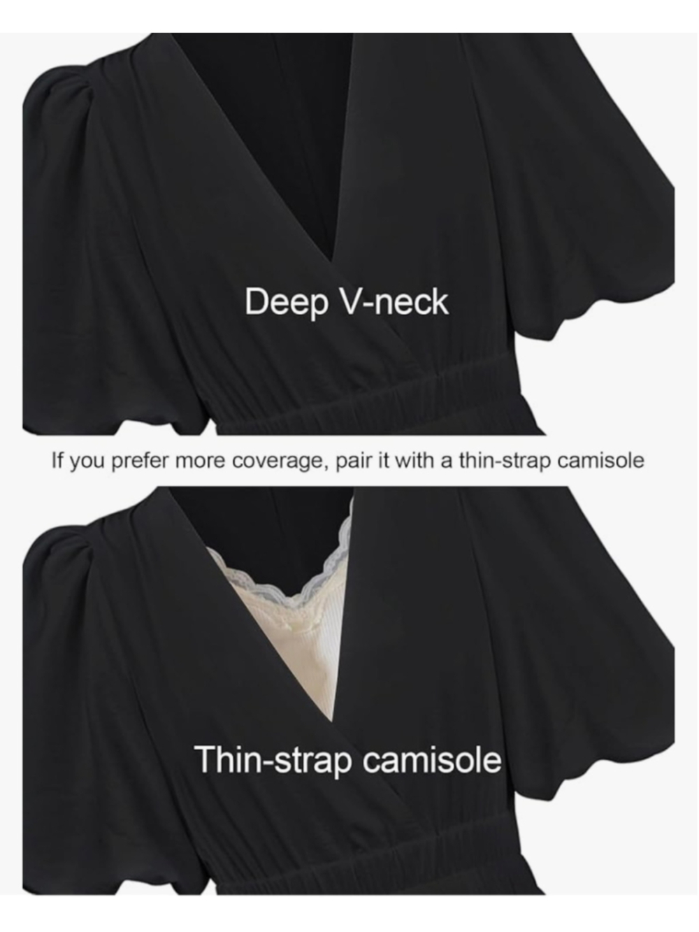 NEW Short Puffy Sleeve V Neck A-Line Flowy Wrap Wedding Guest Lined Dress S - Picture 9 of 11